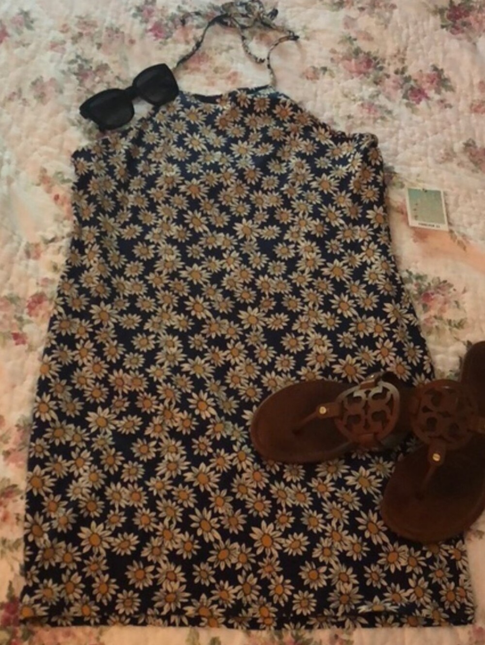 Forever 21 Blue Daisy Halter Mini Dress